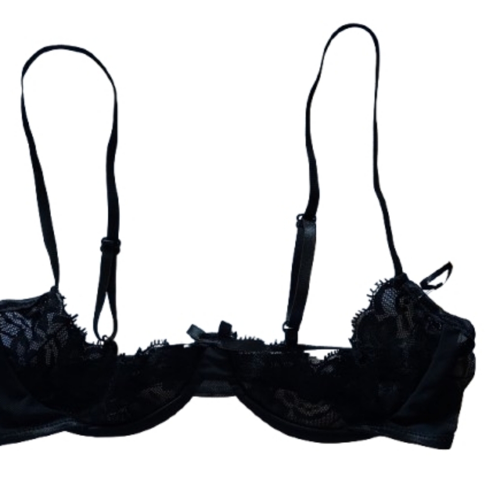 Coquette Black Lace Half Bra Size Small NEW NWT - Picture 5 of 12